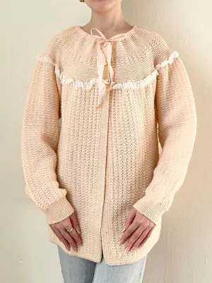 1950s Peach Bed Jacket Sweater (M)