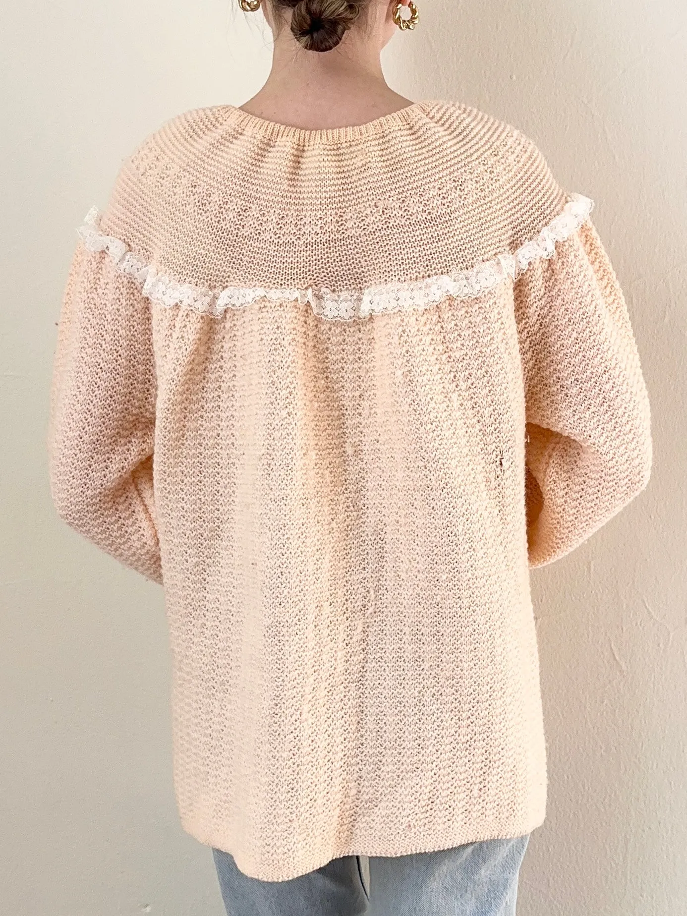 1950s Peach Bed Jacket Sweater (M)