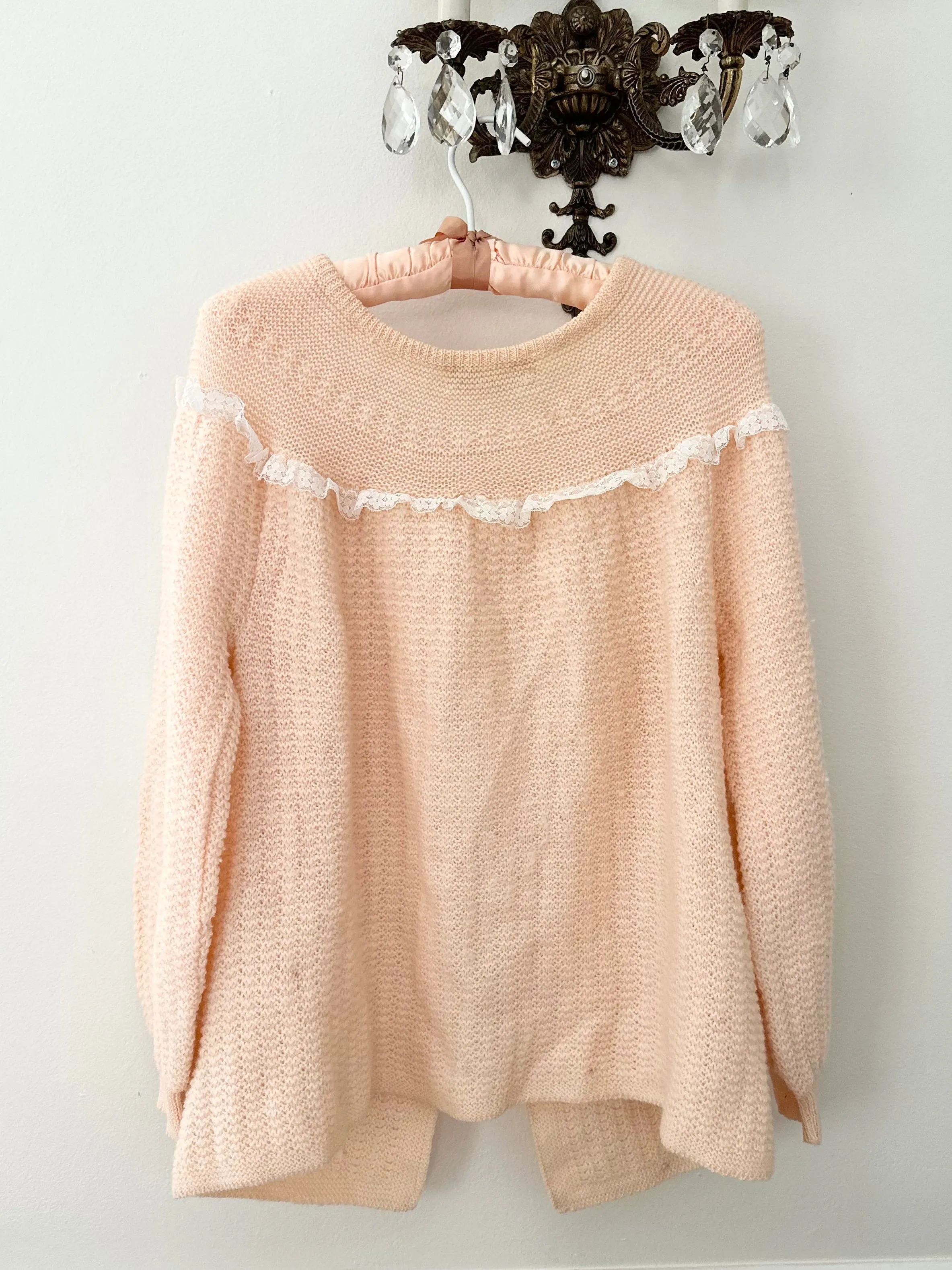 1950s Peach Bed Jacket Sweater (M)