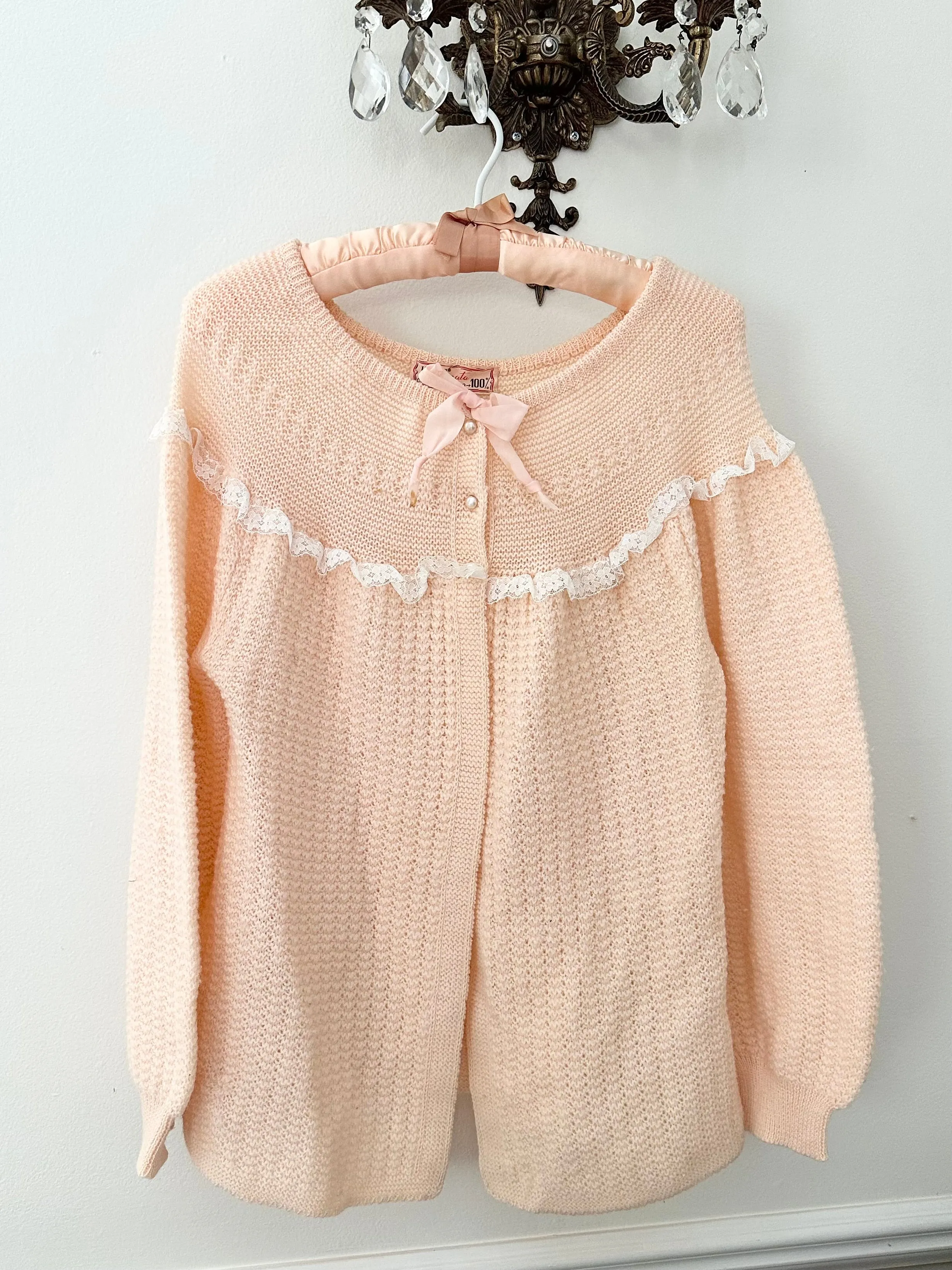 1950s Peach Bed Jacket Sweater (M)