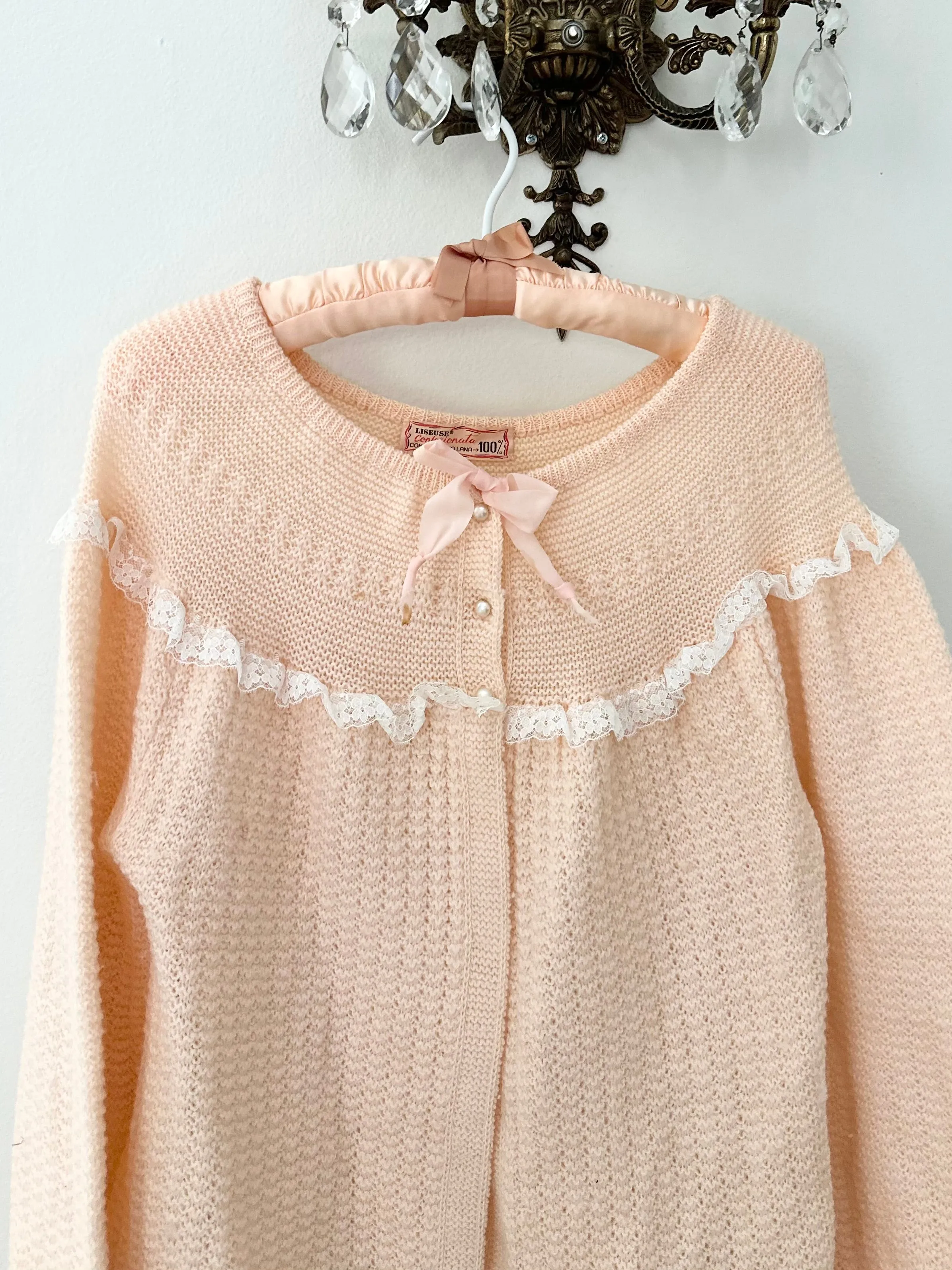 1950s Peach Bed Jacket Sweater (M)