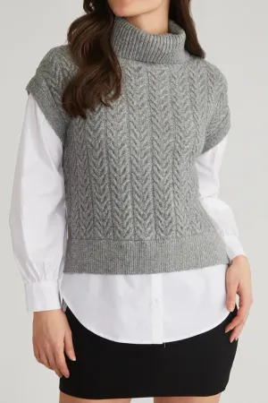 525 America Sofia: Mixed Media Layered Turtleneck Sweater