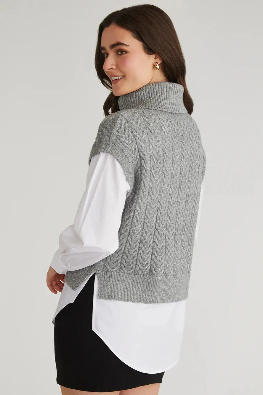 525 America Sofia: Mixed Media Layered Turtleneck Sweater