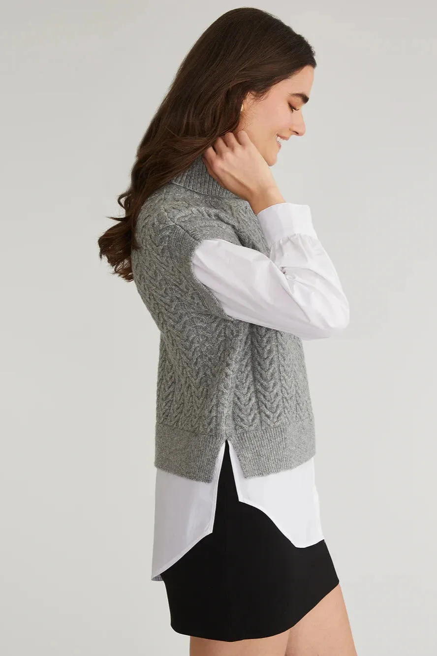 525 America Sofia: Mixed Media Layered Turtleneck Sweater