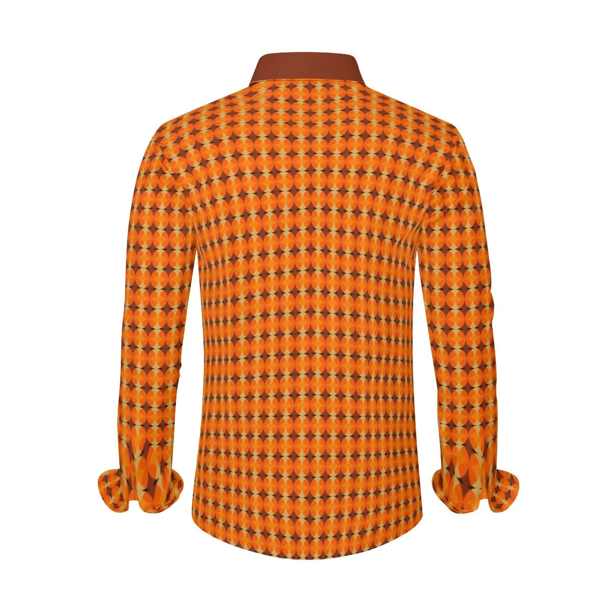 60s 70s Style Shirt, 70s Clothing Men, Vintage Style Shirt, Orange Brown Shirt Men, Hippie Shirt, 70s Hippie Style, Hipster Shirt Men