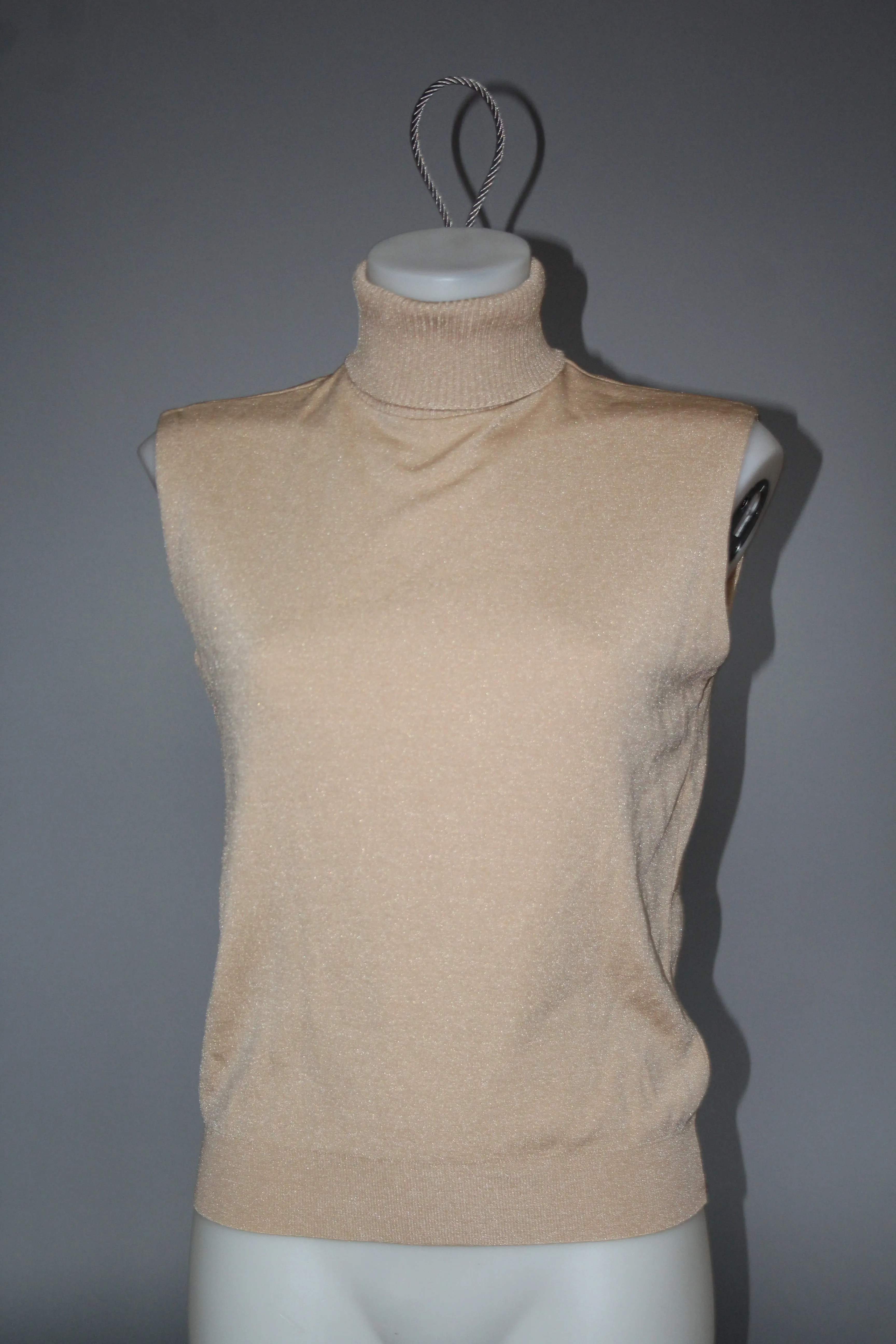 70s Nude Sleeveless Turtleneck - M