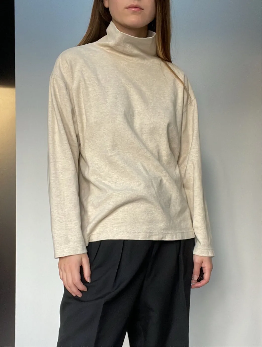 90s Beige Cotton Turtleneck - XL