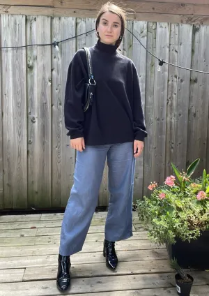 90s Black Ribbed Turtleneck - L/XL