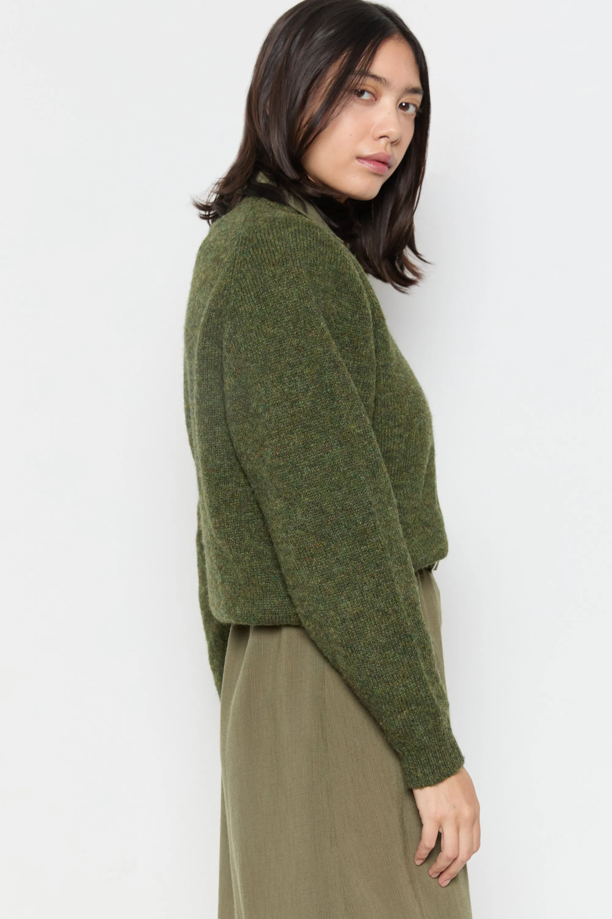 90s Olive Wool Lands End Crew Sweater L