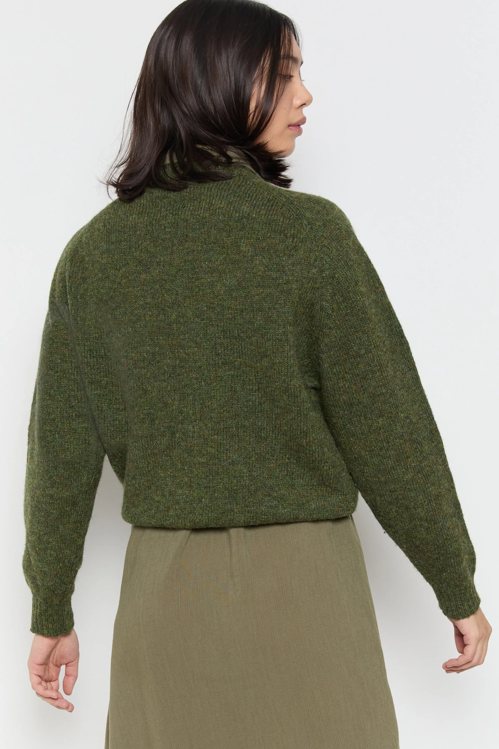 90s Olive Wool Lands End Crew Sweater L