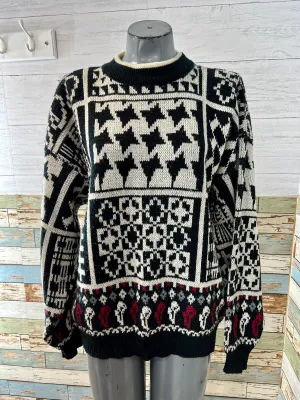 90’s Patch Black & White Knit Sweater