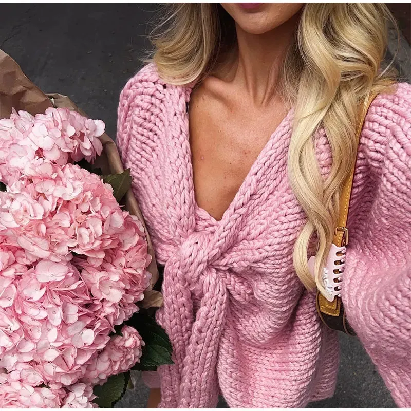 A&A Brooklyn Pink Knitted Bow Sweater