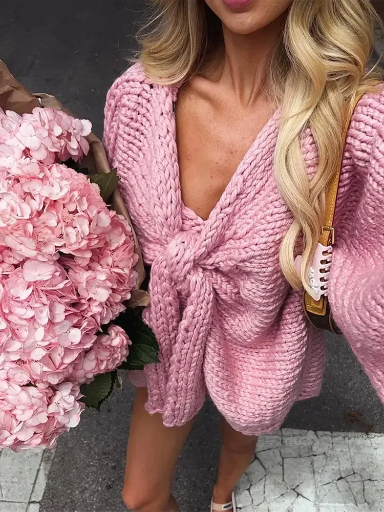 A&A Brooklyn Pink Knitted Bow Sweater