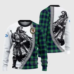 Abercrombie Tartan Clan Crest Knitted Sweater with Highlander Warrior Celtic Style