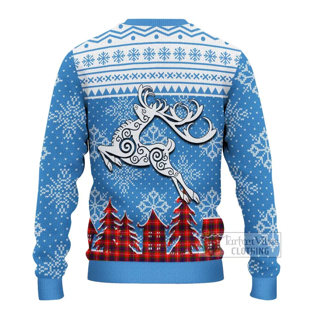 Abernethy Clan Christmas Ugly Sweater with Tartan and Celtic Reindeer Style