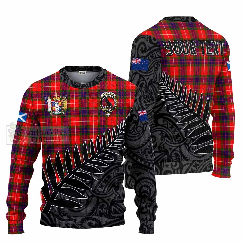 Abernethy Crest Tartan Knitted Sweater with New Zealand Silver Fern Half Style