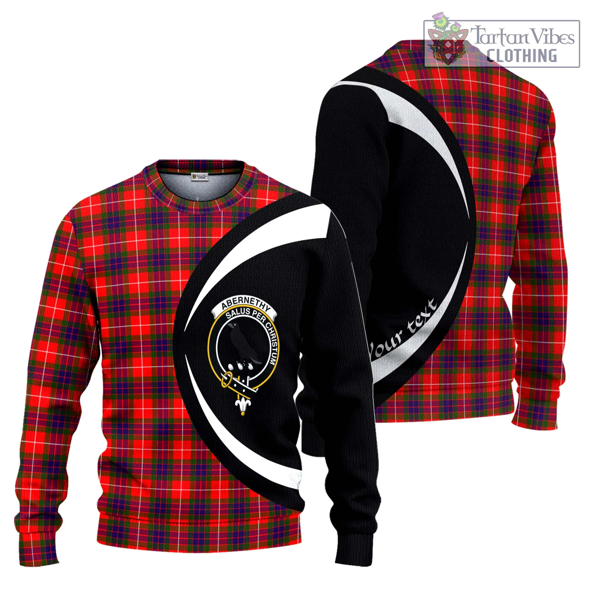 Abernethy Tartan Ugly Sweater with Family Crest Circle Style