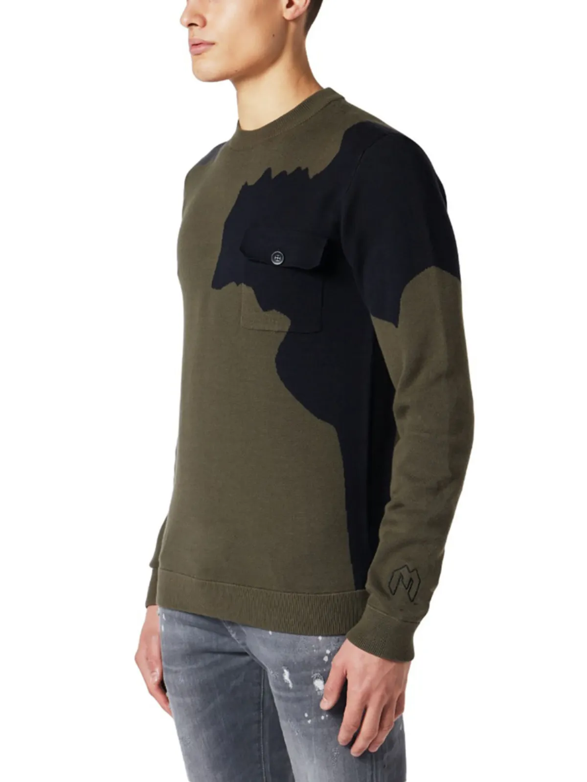 Abstract Camo Knitted Sweater | DARK GREY