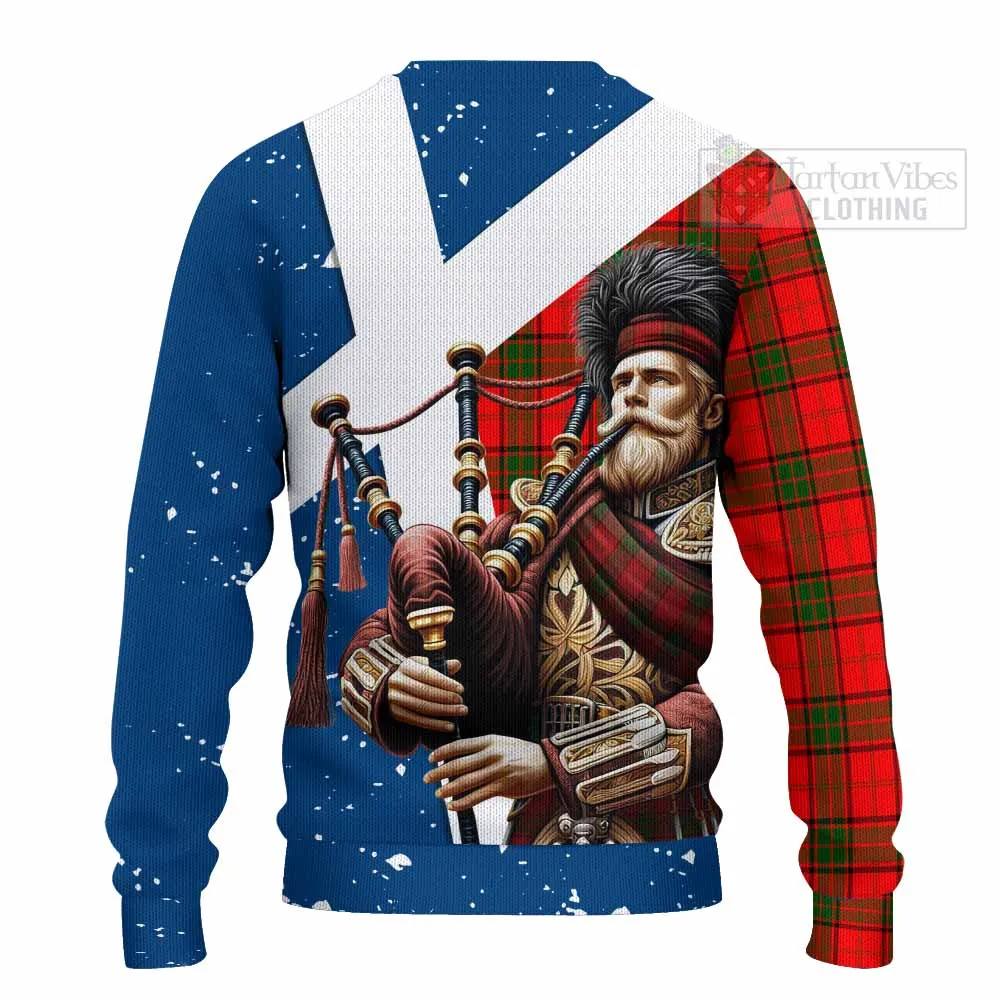 Adair Tartan Knitted Sweater with Family Crest Scottish Bagpiper Vibes