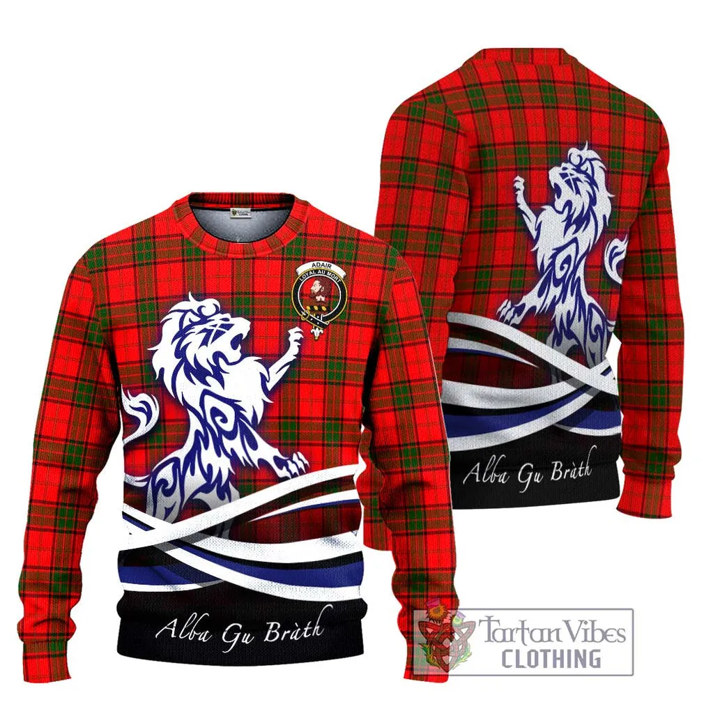 Adair Tartan Ugly Sweater with Alba Gu Brath Regal Lion Emblem