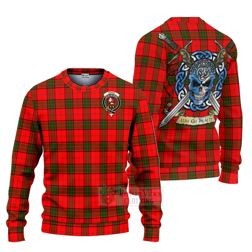 Adair Tartan Ugly Sweater with Family Crest Celtic Skull Style