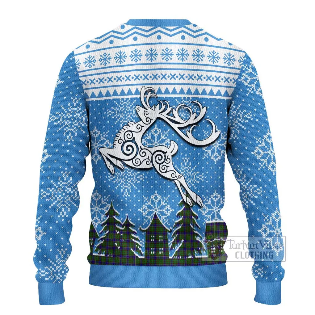 Adam Clan Christmas Ugly Sweater with Tartan and Celtic Reindeer Style