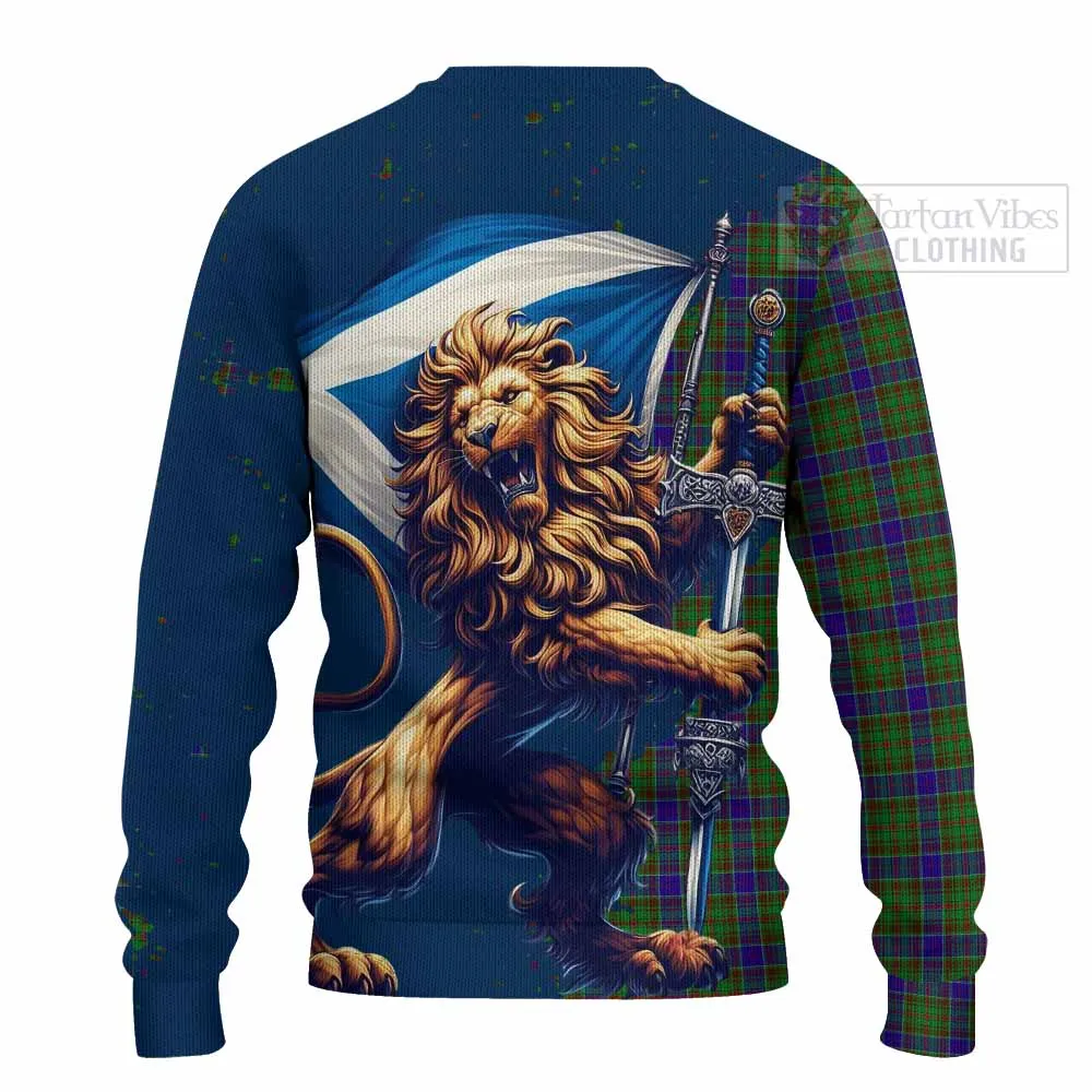 Adam Tartan Family Crest Knitted Sweater with Scottish Majestic Lion