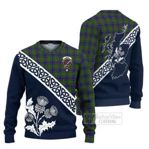 Adam Tartan Ugly Sweater Featuring Thistle and Scotland Map