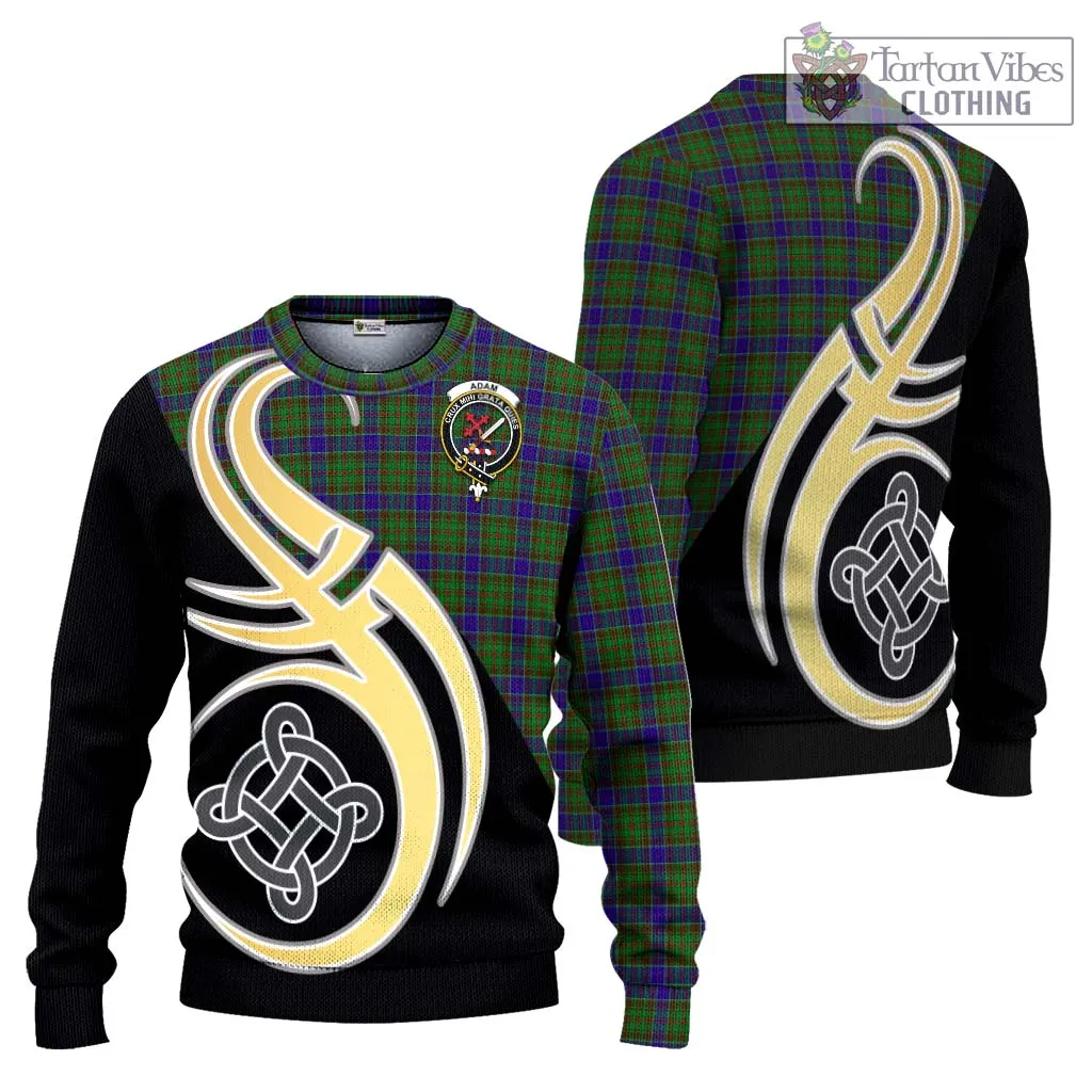 Adam Tartan Ugly Sweater with Family Crest and Celtic Symbol Style