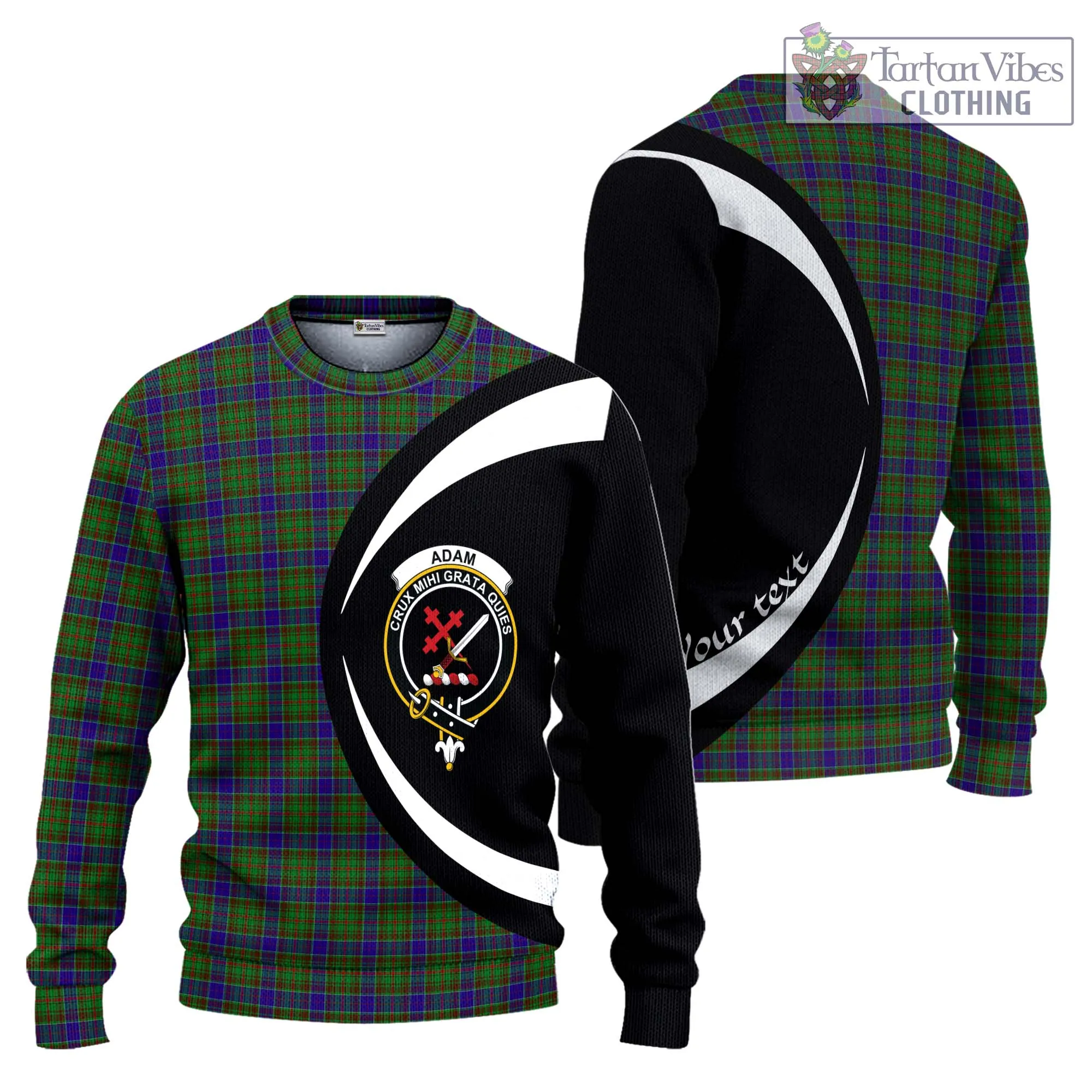 Adam Tartan Ugly Sweater with Family Crest Circle Style