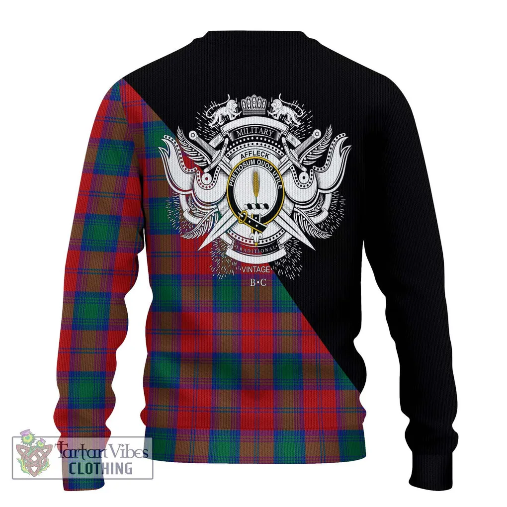 Affleck Tartan Ugly Sweater with Family Crest and Military Logo Style