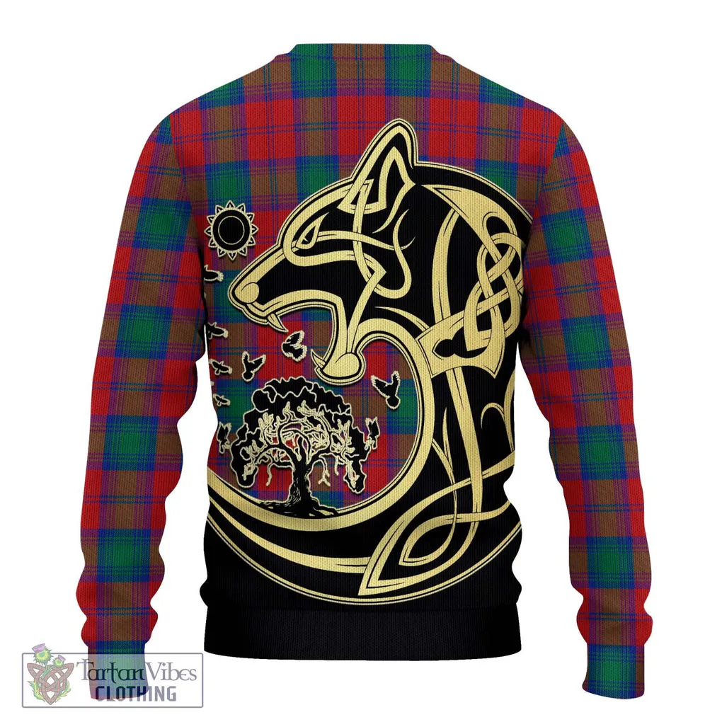 Affleck Tartan Ugly Sweater with Family Crest Celtic Wolf Style