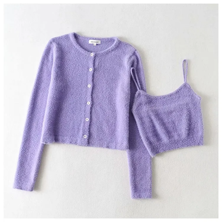 Aging sweet simple button solid color sweater cardigan  7210