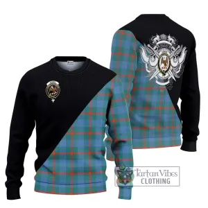 Agnew Ancient Tartan Ugly Sweater with Family Crest and Military Logo Style