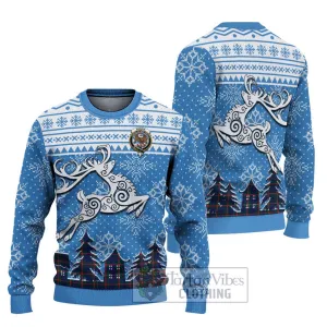 Agnew Clan Christmas Ugly Sweater with Tartan and Celtic Reindeer Style