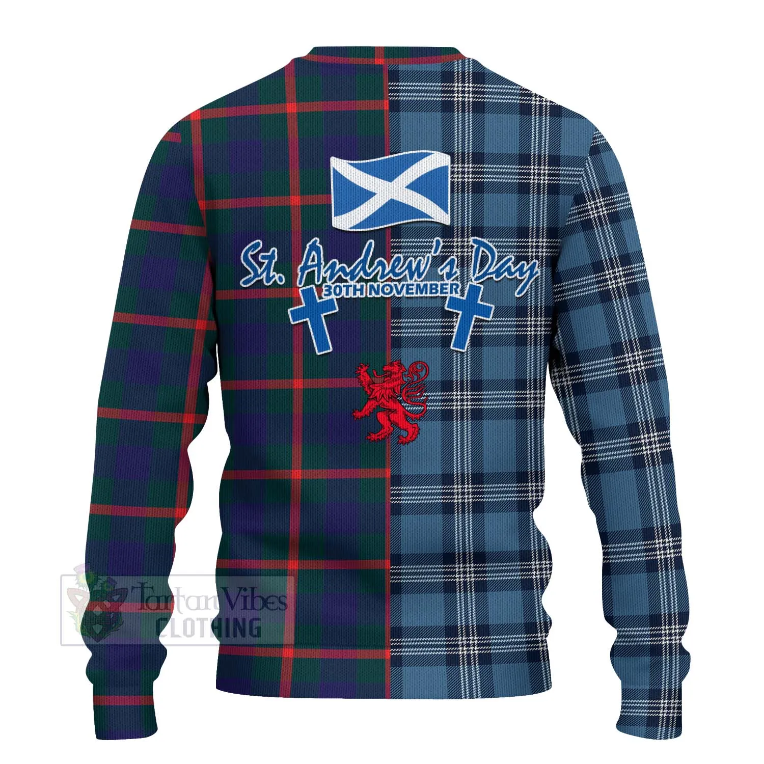 Agnew Tartan Knitted Sweater Happy St. Andrew's Day Half Tartan Style