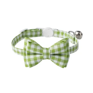 Aiitle Cute Plaid Bow Tie Green Cat Collar