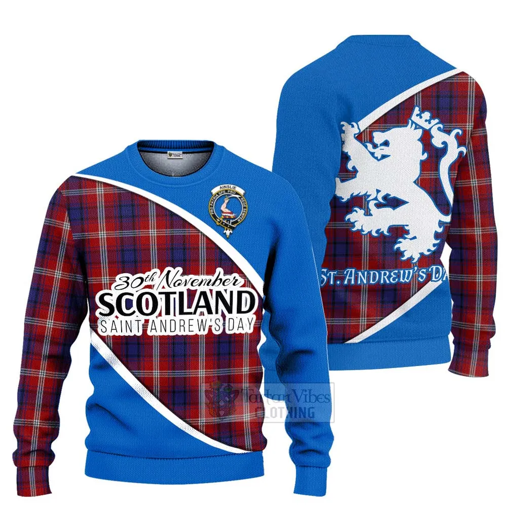 Ainslie Family Crest Tartan Ugly Sweater Celebrate Saint Andrew's Day in Style