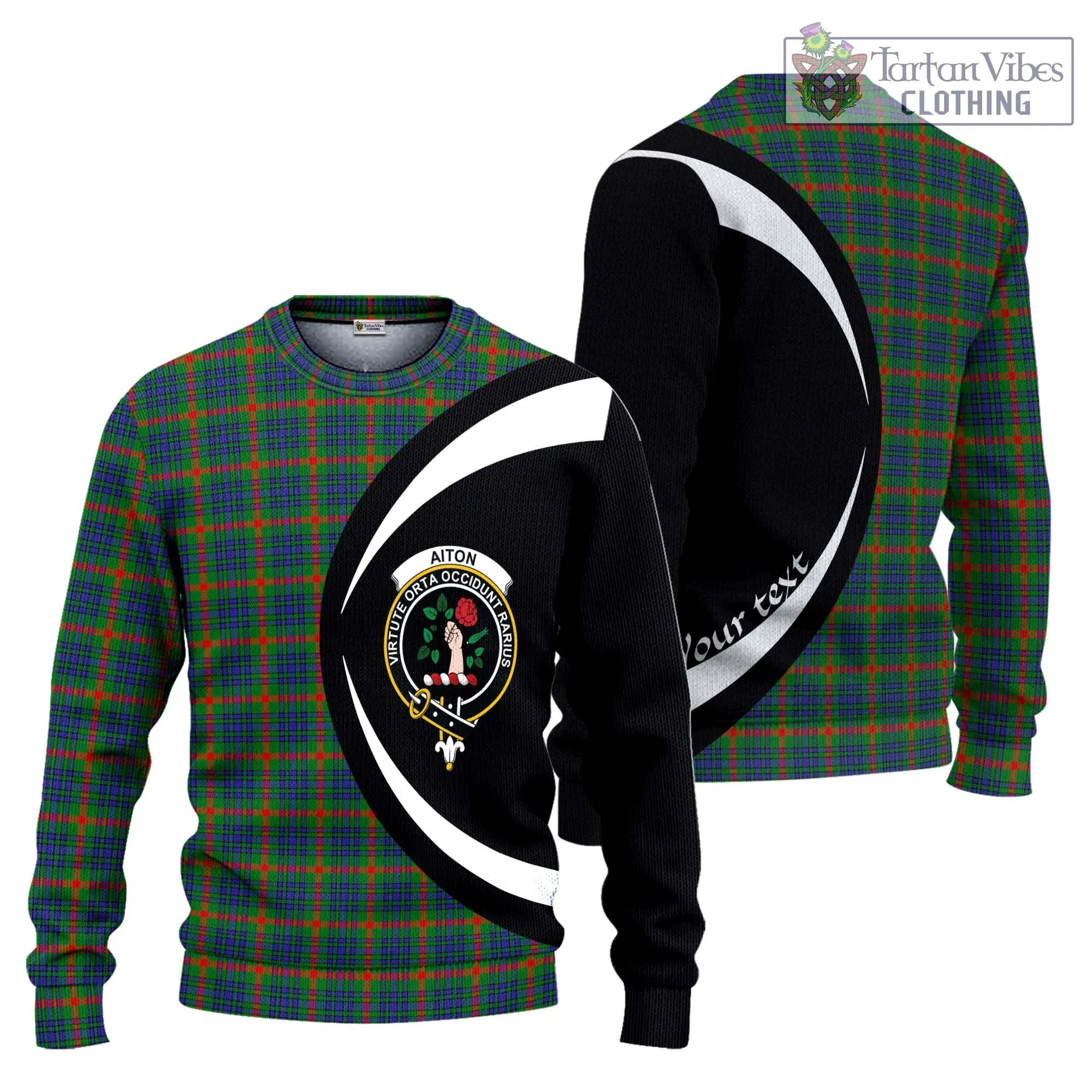 Aiton Tartan Ugly Sweater with Family Crest Circle Style