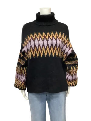 A.L.C. Women's Turtleneck Sweater Black Printed Size: S