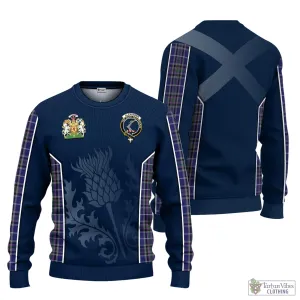 Alexander of Menstry Tartan Knitted Sweatshirt with Family Crest and Scottish Thistle Vibes Sport Style