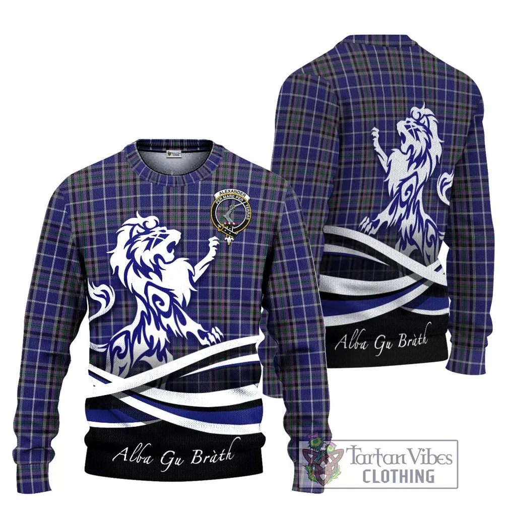 Alexander of Menstry Tartan Ugly Sweater with Alba Gu Brath Regal Lion Emblem