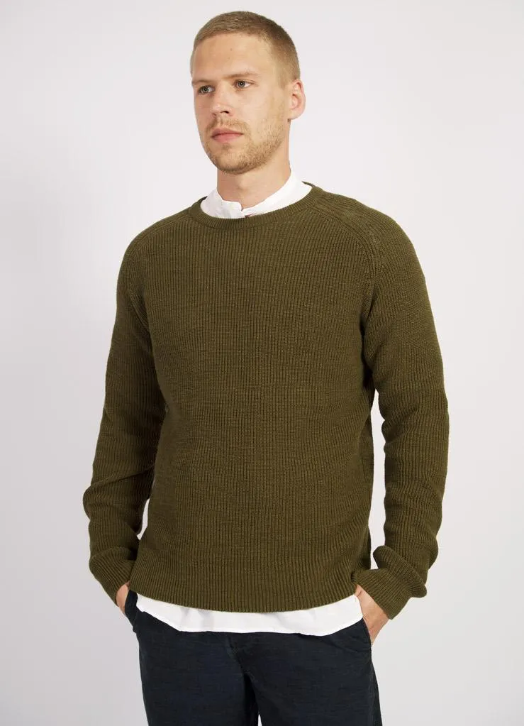 ALFRED | Knitted Basic Crewneck | Army