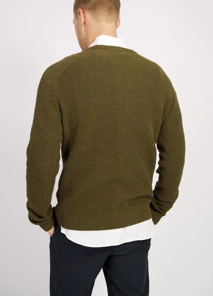 ALFRED | Knitted Basic Crewneck | Army