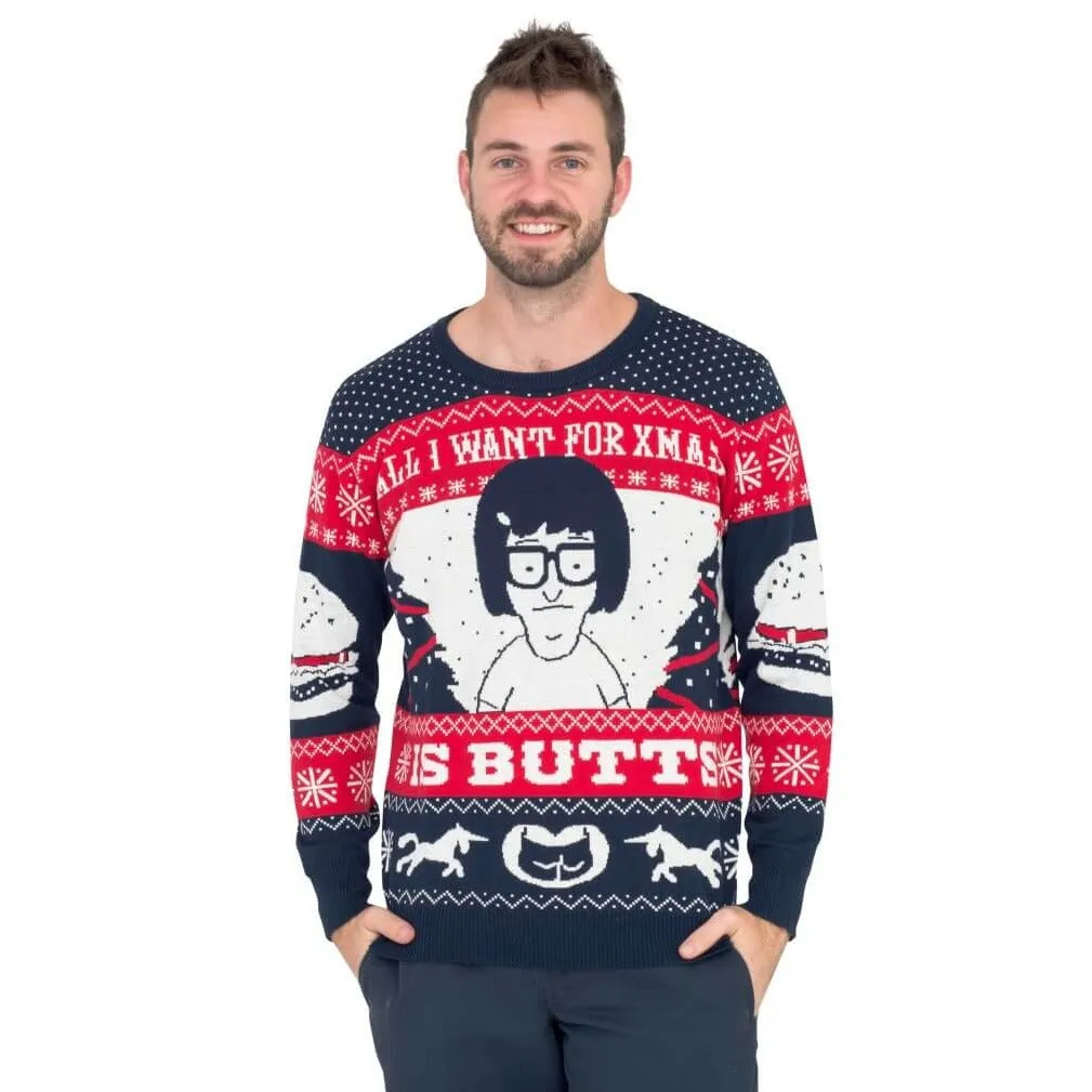 All I Want for Xmas is Butts - Tina from Bob's Burgers Ugly Christmas Sweater