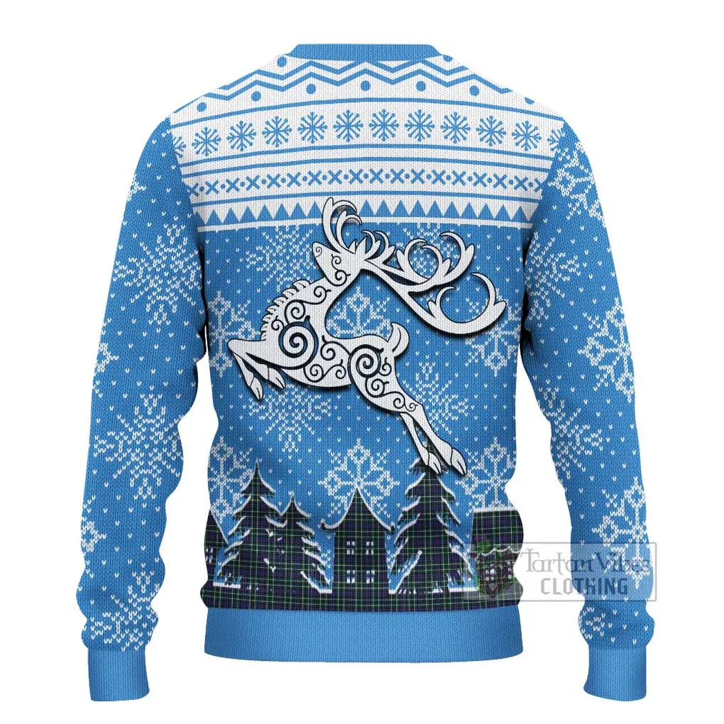 Allardice Clan Christmas Ugly Sweater with Tartan and Celtic Reindeer Style