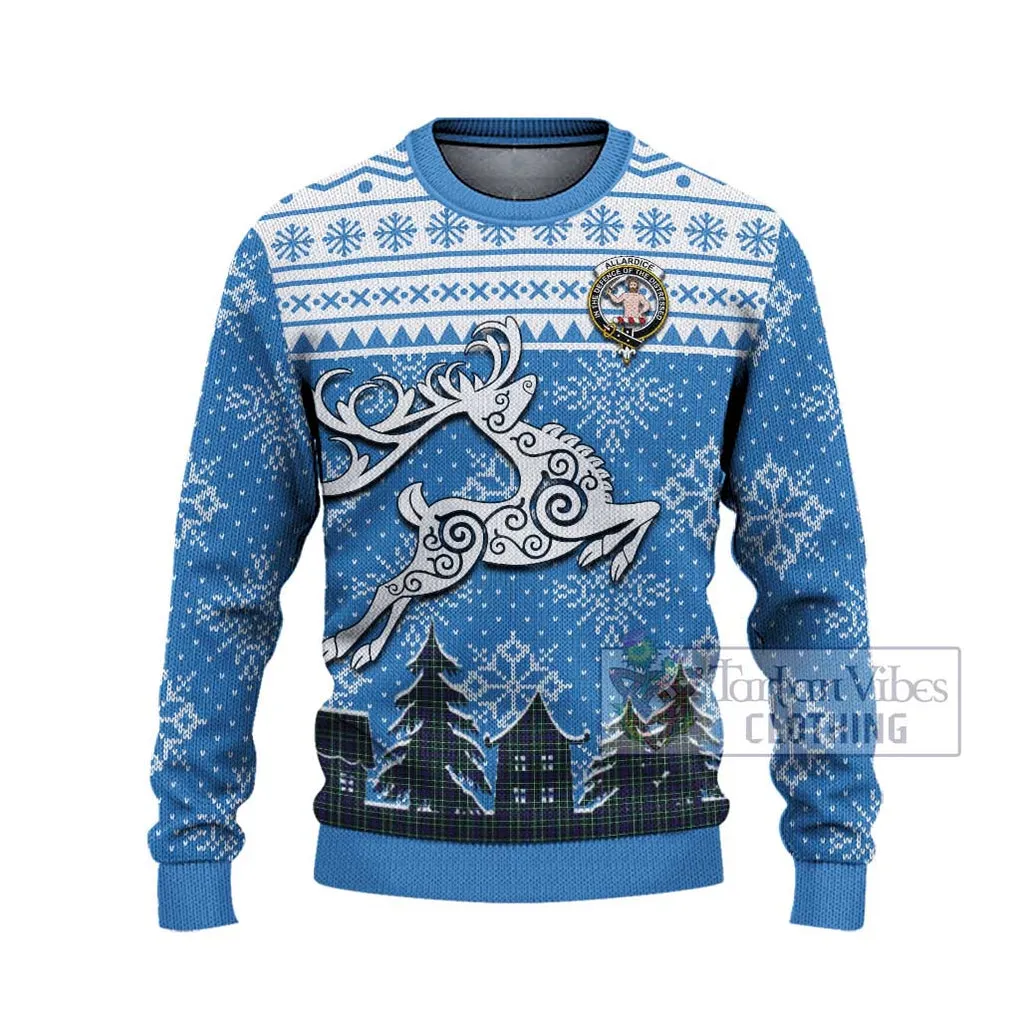 Allardice Clan Christmas Ugly Sweater with Tartan and Celtic Reindeer Style