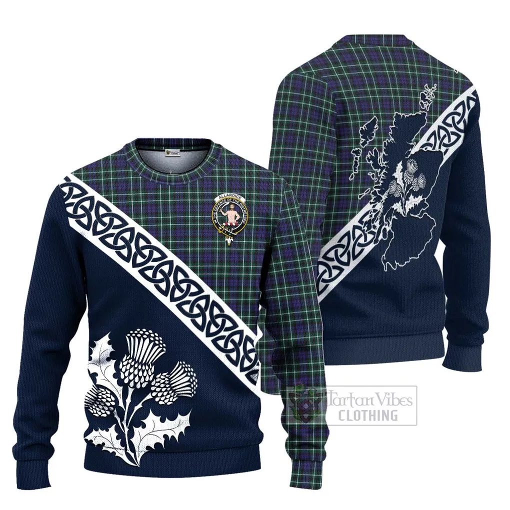 Allardice Tartan Ugly Sweater Featuring Thistle and Scotland Map