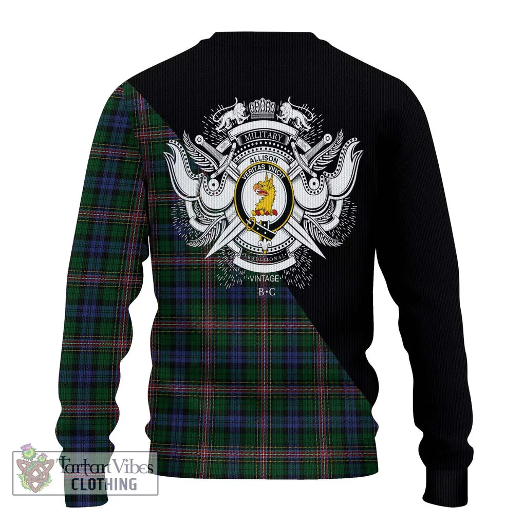 Allison Tartan Ugly Sweater with Family Crest and Military Logo Style