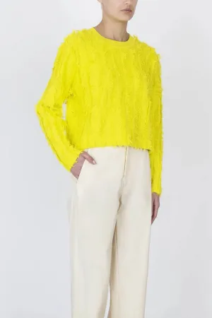 Alysi - Fringe Sweater: Electric Yellow